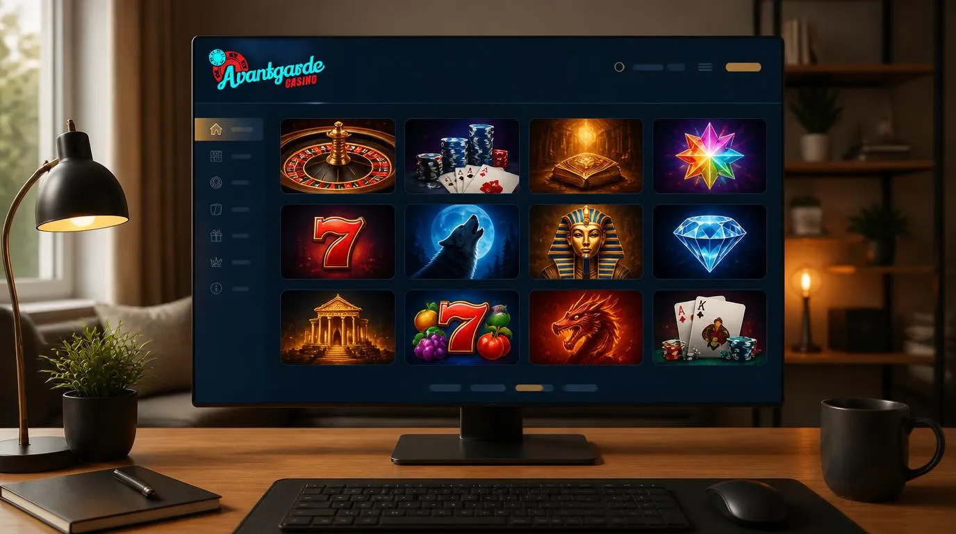 Casino-Oberfläche mit übersichtlicher Spielauswahl auf einem Desktopbildschirm